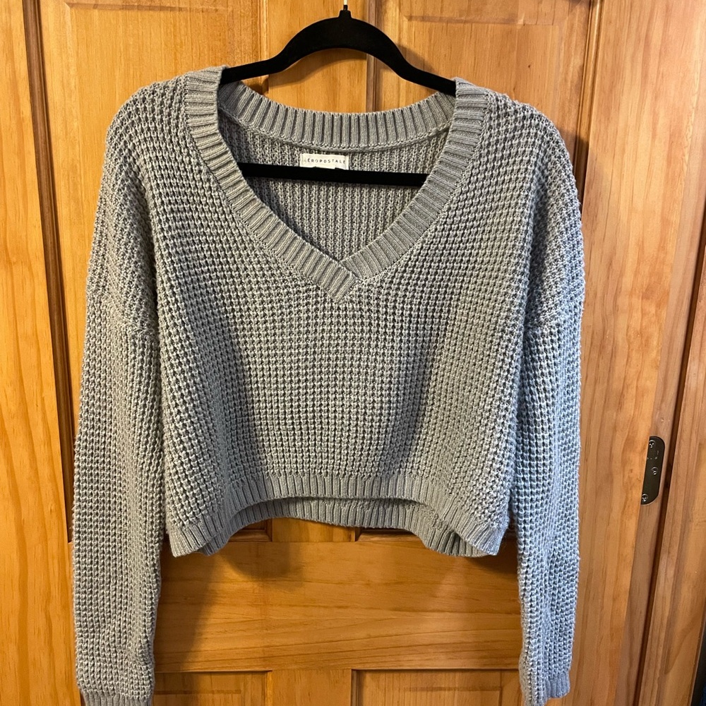 Aeropostale Light Gray V-Neck Sweater